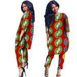 Women African Dashiki 2Pc 3/4 Sleeve Shirt and Pants Outwear With Pocket X10691