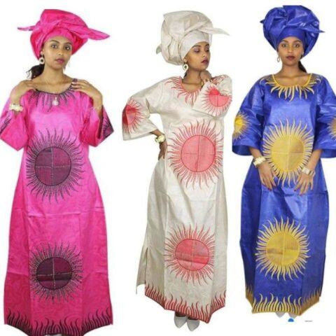 African Women Clothing New Bazin Riche Embroidery Design Long
