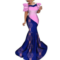 African Print Mermaid Style Long Dresses for X11377