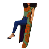 Customized African Print Sleeveless Trench Coat for Women X10410