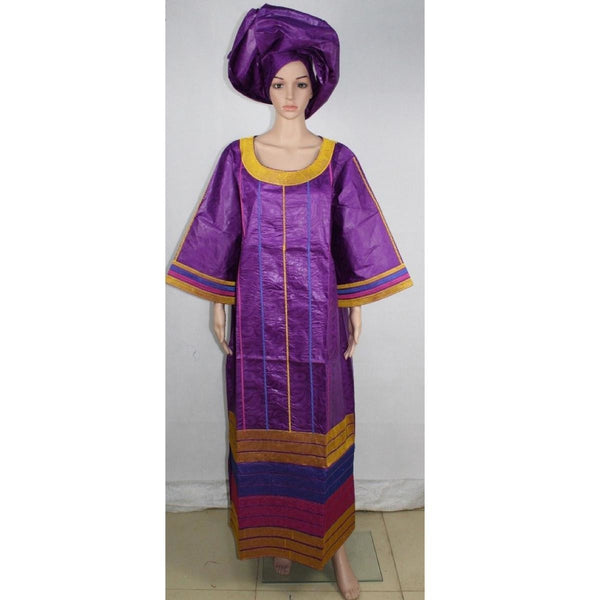 African Clothing For Women Embroidery Bazin Design Long Dress with Scarf X21260