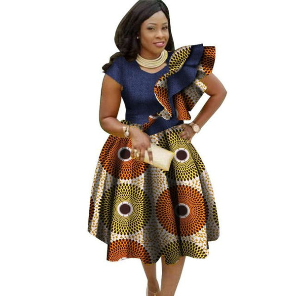 African Cotton Dashiki Wax Print Summer Dress for Women X11935