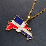 Dominican Map Flag Pendant Necklaces Dominicans Country Map Jewelry Q50106