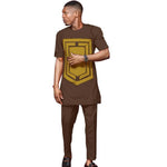 African Men Senator Style Dashiki Short Sleeve 2-Piece Set  Y31837