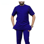 African Senator Style Short Sleeve Top and Pants Set for Men Y31851