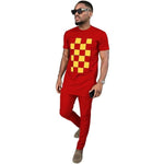 African Men Dashiki Short Sleeve 2-Piece Set Senator Style Y31834