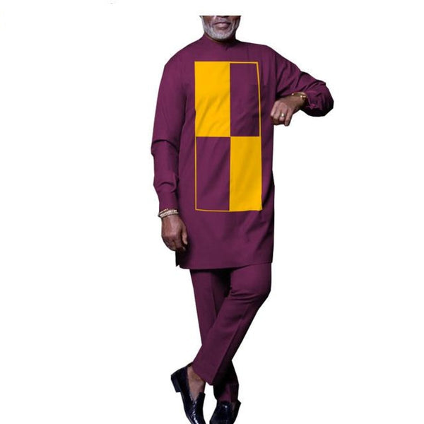 African Men Senator Style Long Sleeve 2-Piece Set Y31857