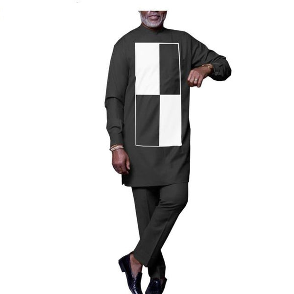 African Men Senator Style Long Sleeve 2-Piece Set Y31857
