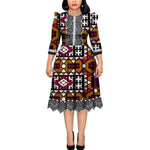 African Cotton Dashiki Wax Print Pattern Ankara Patchwork Dress for Women X11997