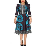 African Cotton Dashiki Wax Print Pattern Ankara Patchwork Dress for Women X11997