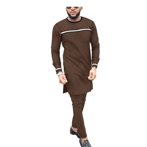 African Cotton Senator Style Long Sleeve Set for Men Y31841