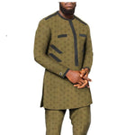 Dashiki African Jacquard Senator Style Shirt Pants Set for men Y31893