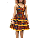 African Cotton Dashiki Wax Print Knee-Length Sleeveless Dress for Women X11936
