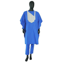 Traditional African Men Clothing 3-Piece Shirt Pants and Agbada Robe Suit Set  V22051