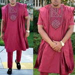 African Men Clothing 3 Pieces Set Ebroidered Dashiki Bazin Riche Agbada Y20787