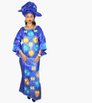New Fashion African Dress for Woman Bazin Riche Embroidery Dress with Scarf 100% COTTON