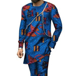 Ankara Dashiki Wax Print African Men Top and Pants Trousers Set  Y12058