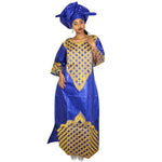 African Women Clothing New Bazin Riche Embroidery Design Long Dress with X21259