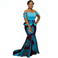 African Women Dashiki 2-Piece Crop-Top Floor-Length Skirt Set  X12062