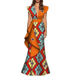 African Women Style Wide Mouth Jumpsuit Deep V-Neck X12108