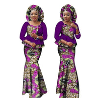 Dashiki Custom-Made African Print 2-Piece Skirt Set with hood  X12052