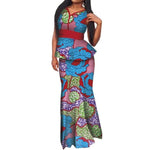 African Ankara Batik Women Skirt Sets V-neck  X12054