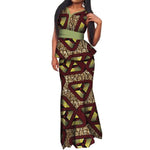 African Ankara Batik Women Skirt Sets V-neck  X12054