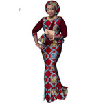 Ankara Dashiki African Skirt Sets With Head-Tie for Women  X12066