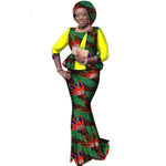 Ankara Dashiki African Skirt Sets With Head-Tie for Women  X12066