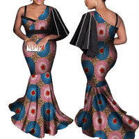 Africa Women Ankara Mermaid Dress With Pearls X12083