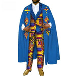 African Men Dashiki Pants-Suits With Vest and Matching Robe Cape Y12089