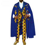 African Men Dashiki Pants-Suits With Vest and Matching Robe Cape Y12089