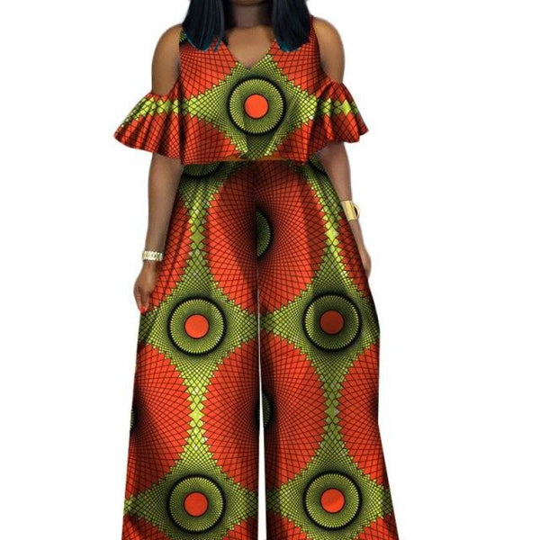 Elegant Africa Cotton Wax Print Romper Bazin Riche Sexy Jumpsuit X11494
