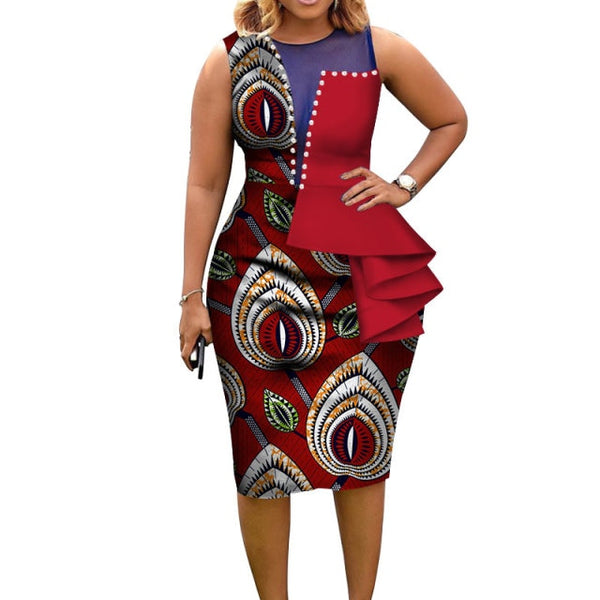 African Cotton Dashiki Wax Print Pattern Ankara Body com Dress for Women X11948