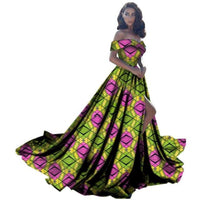 Kitenge African Print off-Shoulder Long Dress For X11331