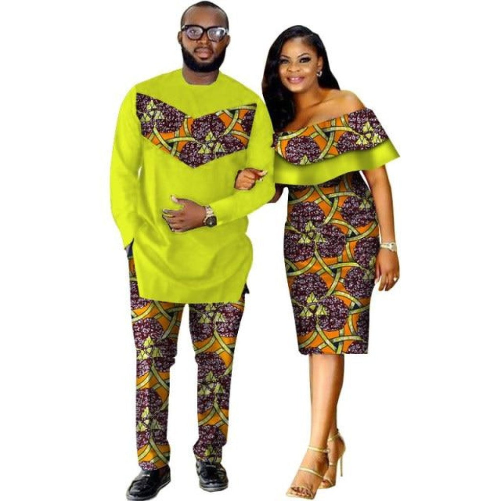 African Style Clothing Family Couple Man Shirt-Pnts Woman Dress Dashik ...