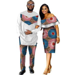 African Style Clothing Family Couple Man Shirt-Pnts Woman Dress Dashiki V11673