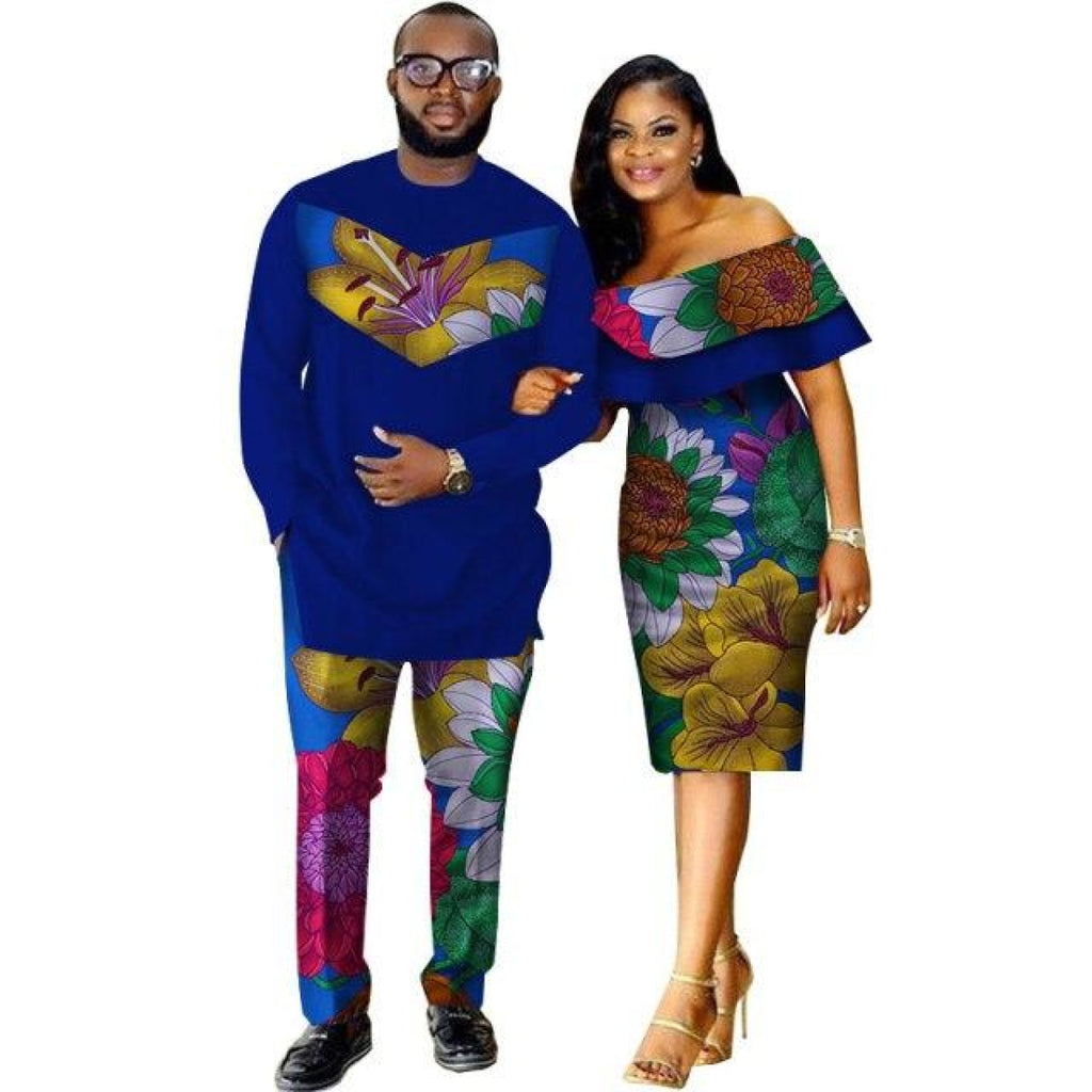 African Style Clothing Family Couple Man Shirt-Pnts Woman Dress Dashik ...
