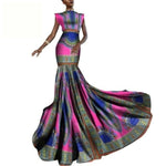 African Women Dashiki Print Clothing Sleeveless Ankara Mermaid Party Long X11434