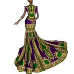 African Women Dashiki Print Clothing Sleeveless Ankara Mermaid Party Long X11434