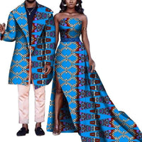 African Clothes for Couple Robe Africaine Femme Bazin Riche Dashiki Dresses and Men Jacket Lover Outfit Abaya Clothing Wyq575