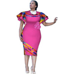 Customized African Women Clothing Ruffle Sleeve Knee Party X11101