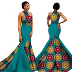African Print Patchwork Mermaid Style Sleeveless Evening gown Long X11343