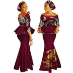 African Style Top and Long Skirt For Women Cotton Print Kitenge Ankara X11000