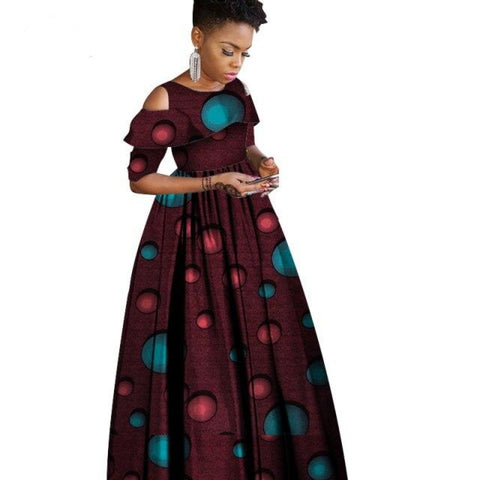 African Dress For Women Ankara Clothing Ruffles Collar Batik Wax 1/2 X11358