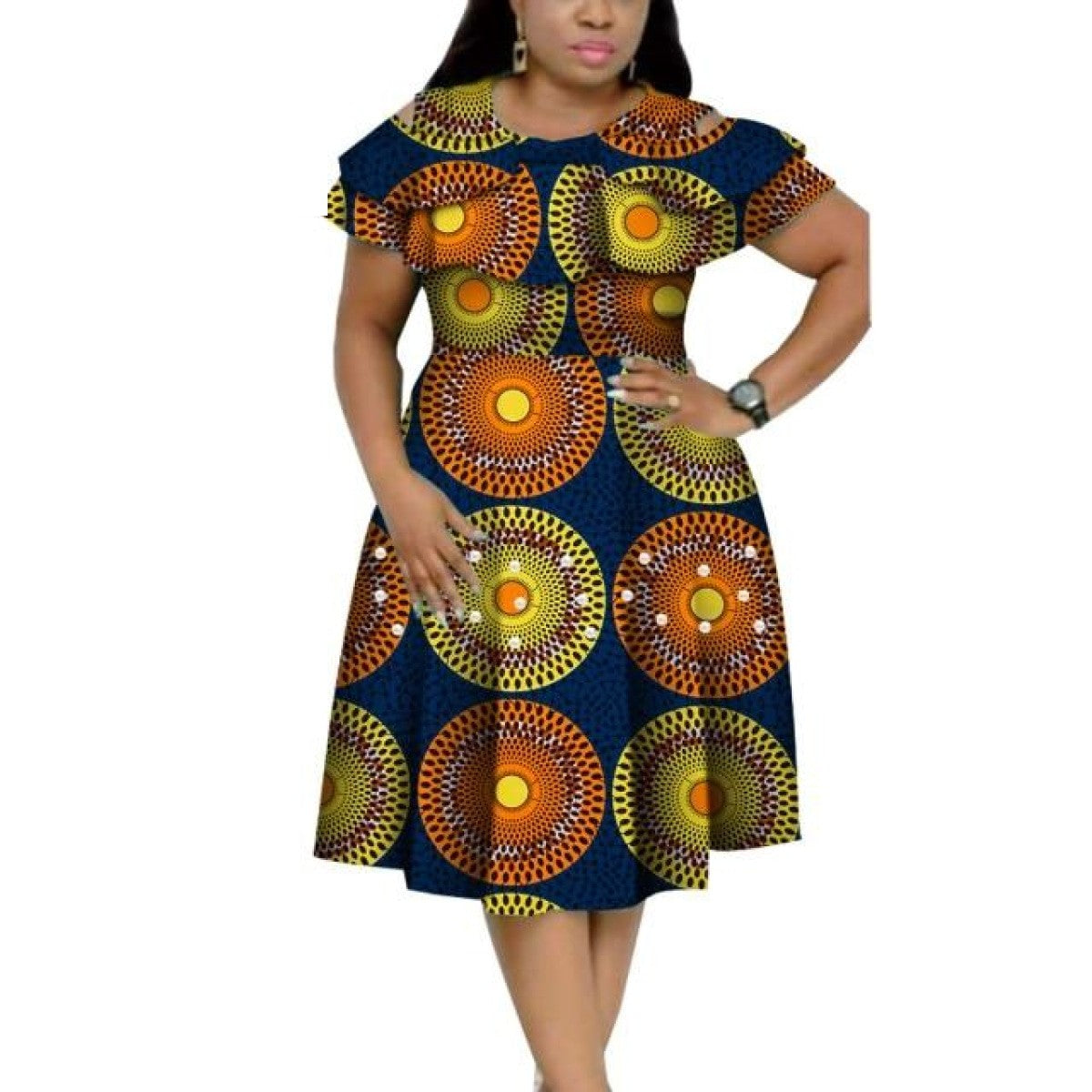 African Cotton Dashiki Wax Print Pattern Ankara Pearls Dress for Women ...