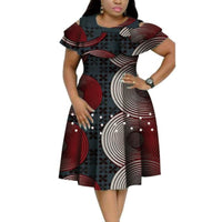 African Cotton Dashiki Wax Print Pattern Ankara Pearls Dress for Women X11949