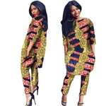 African Cotton Print Women 2Pc 3/4 Sleeve Outwear Shirt Dress with Pants X10693