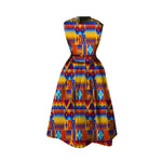 African Clothing Cotton Dashiki Wax Print Pattern Ankara Midi Dress for Women X12018