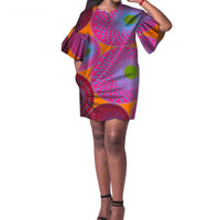 African Cotton Dashiki Wax Print Pattern Ankara Straight Dress for Women X11991
